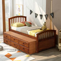 A Twin-Sized Wooden Platform Bed with Six Drawers for Storage childrensterritory