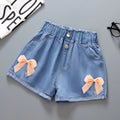 Kids Girls Korean Style Bow Design Denim Shorts and Skirts childrensterritory