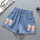 Kids Girls Korean Style Bow Design Denim Shorts and Skirts childrensterritory