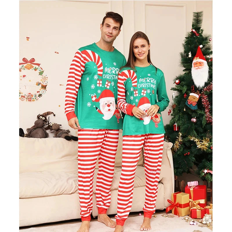 Same Look Striped Design Family Matching Xmas Sleepwear Sets childrensterritory