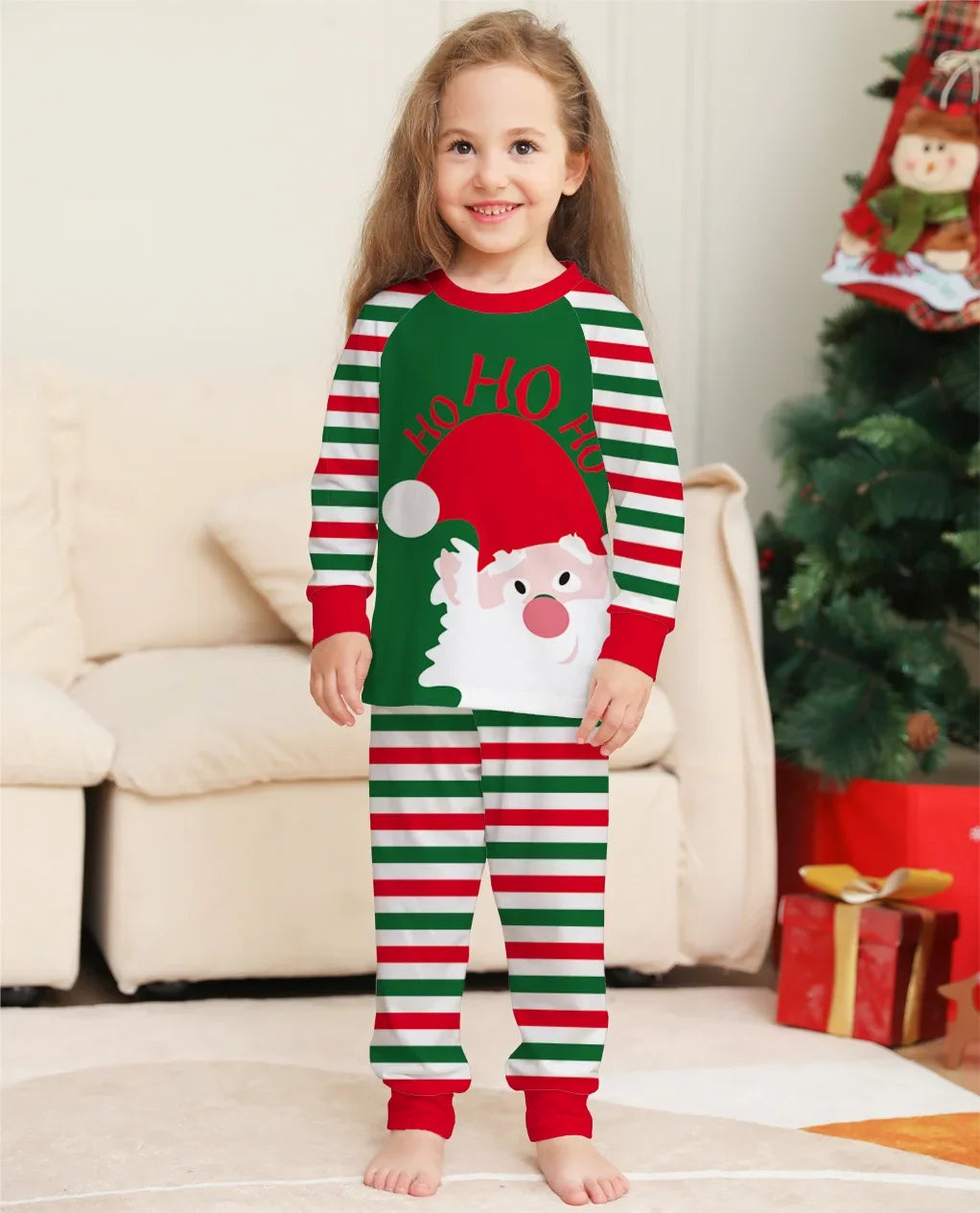 Santa Claus Striped Xmas Sleepwear For Whole Family