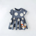 Kids Girls Cartoon Print Cotton Summer A-LINE Dresses