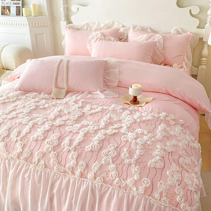 Luxury Pink Lace Design Bedding Set for Girls childrensterritory