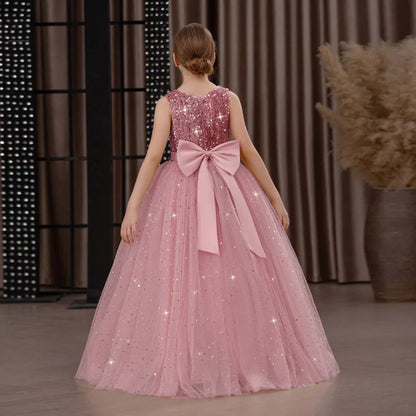 Kids Girls Puffy Sequin Embroidery Princess Party Dresses