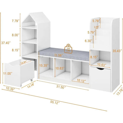 Kids Toy Storage Organizer and Bookshelf with Reading Nook