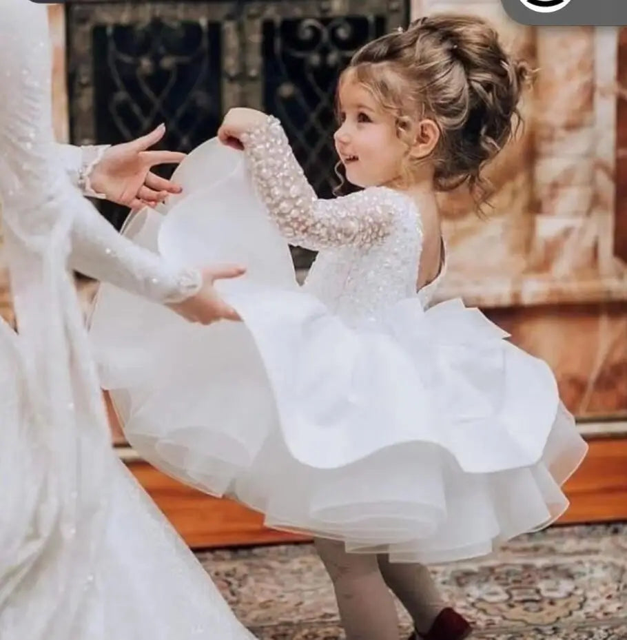 Little Girls Vintage Tulle Long Sleeve Princess Party Dresses childrensterritory