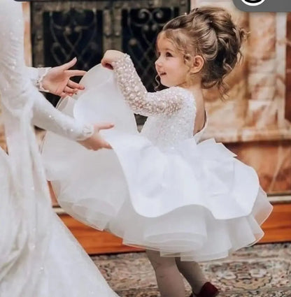 Little Girls Vintage Tulle Long Sleeve Princess Party Dresses childrensterritory