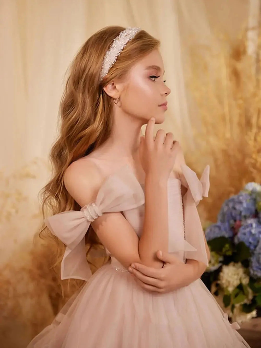 Designer Pink Fluffy Girls' Long Princess Dress for Wedding, Birthday