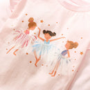 Kids Girls Cartoon Ballet Girls Print Cotton Top childrensterritory