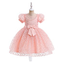 Bridemaid Flower Bow-Designed Princess Dress for Kids Girls
