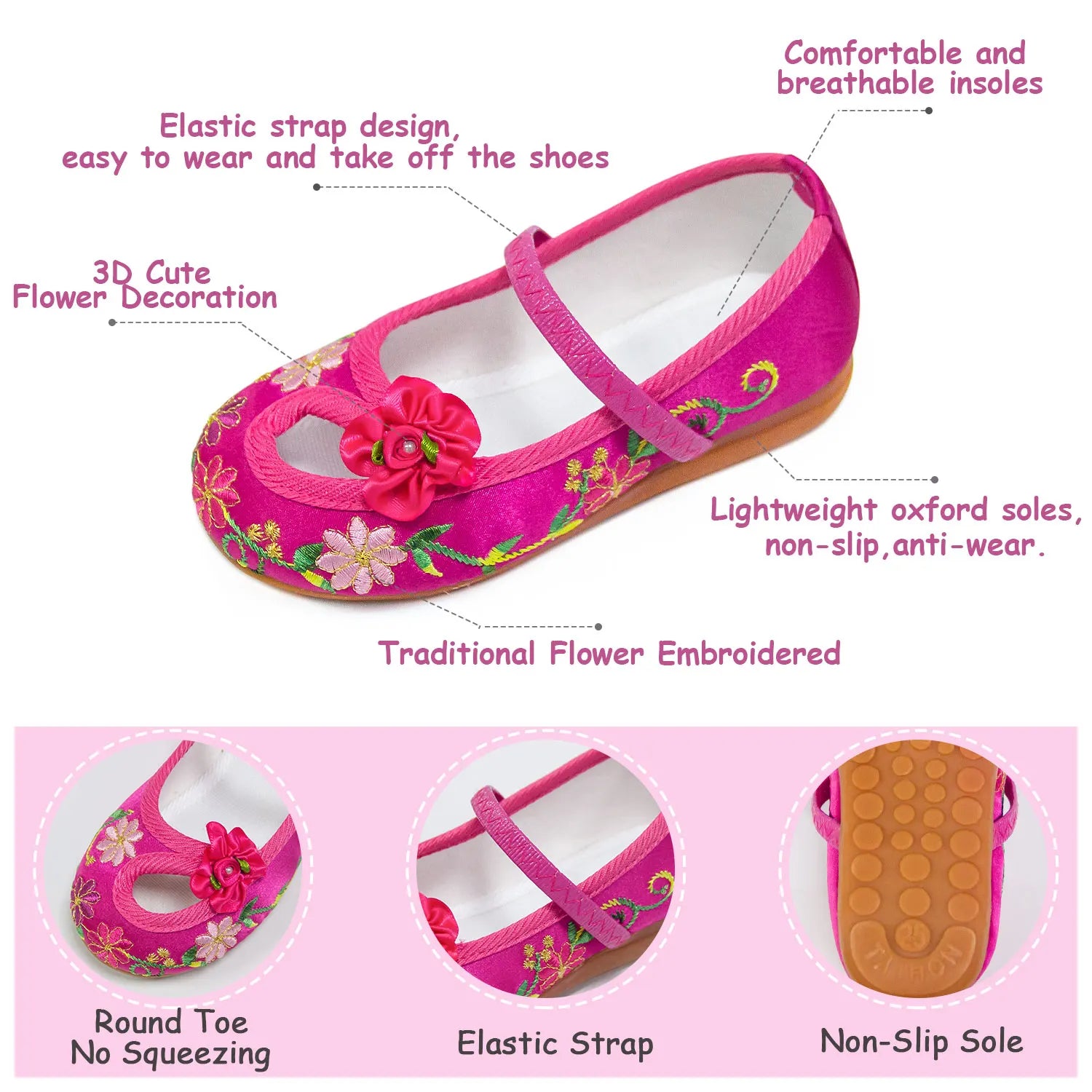 Kids Girls Mary Jane Ballerina Flats Casual Shoes childrensterritory