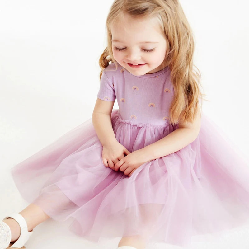 Little Girls Rainbow Print Tutu Princess Dress for Party childrensterritory