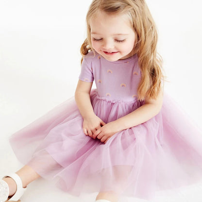 Little Girls Rainbow Print Tutu Princess Dress for Party childrensterritory