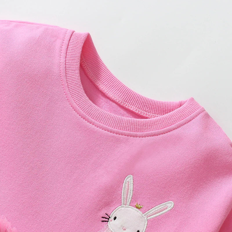Cartoon Print Long Sleeves Cotton Girl Dress