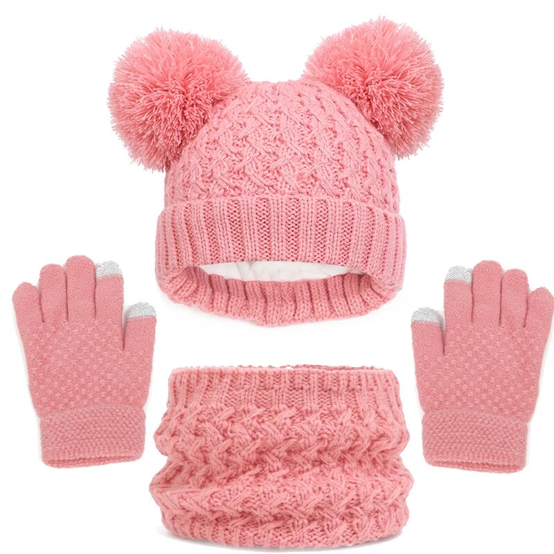 Thick Knitting Warm Baby/Kids Hat Gloves Scarf Set childrensterritory