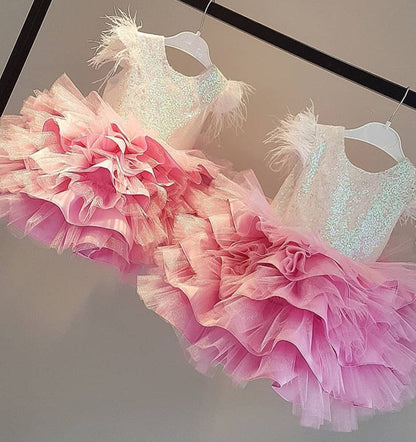 Tiered Tulle Satin Baby/Kids Girl Pageant Birthday Dress childrensterritory