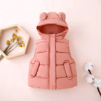 Kids Cotton Padded Hooded Sleeveless Waistcoats childrensterritory