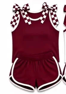 Kids Girls Stylish Bow Detail Sleeveless Top With Shorts
