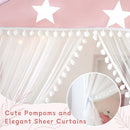 Large Playhouse Tent with Pompoms Door Curtains childrensterritory