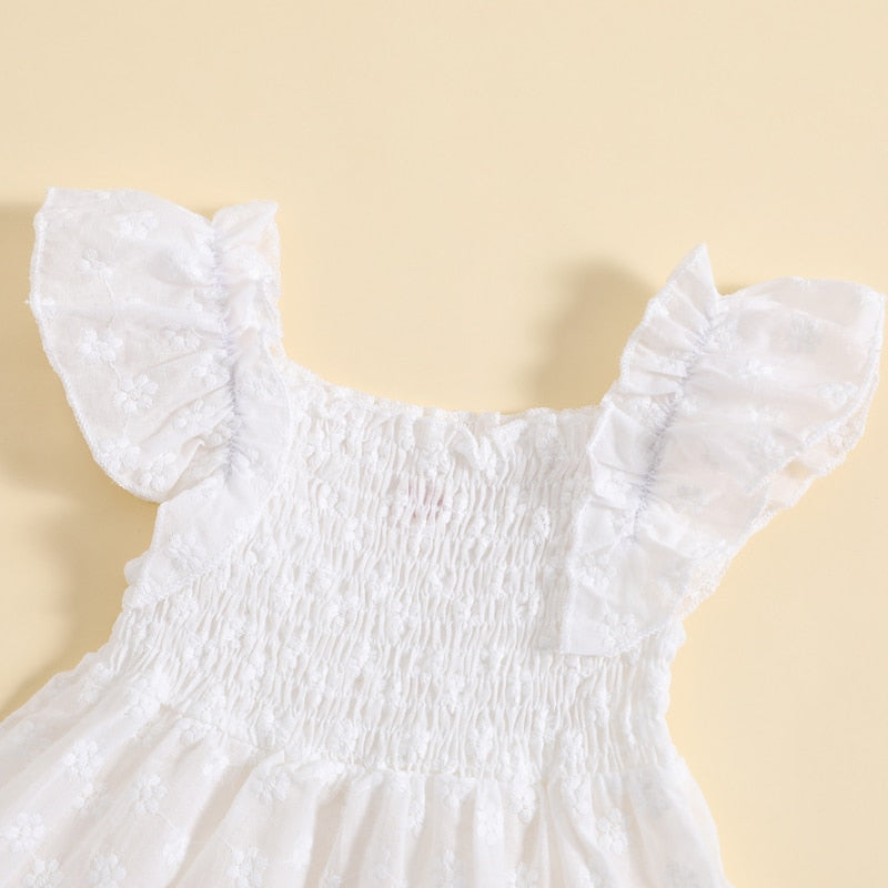 Kids Girls A-line Flower Embroidery Summer Dress childrensterritory