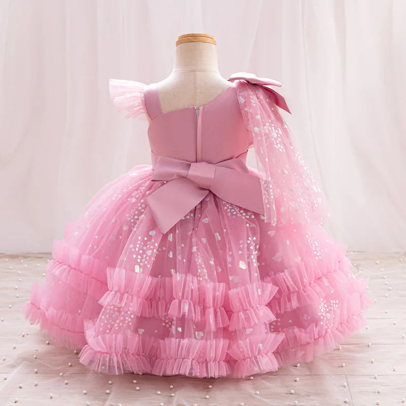 Baby Girl Elegant Bow Sequins Evening Party Dresses childrensterritory