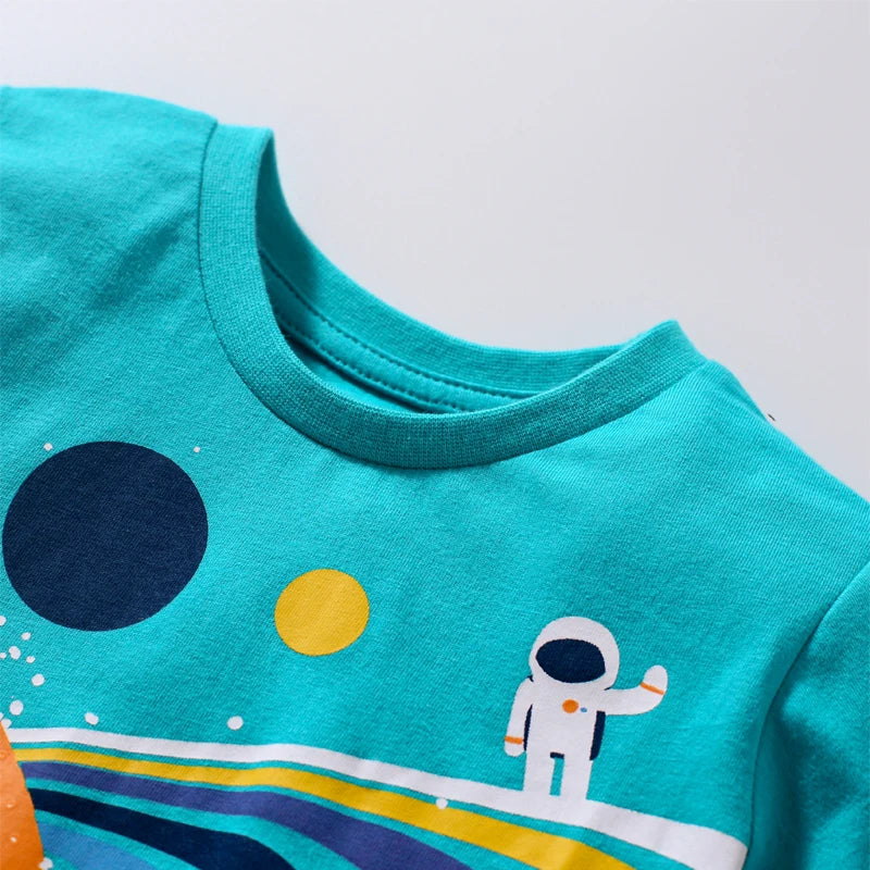 Universe Astronaut Planet Print Summer Boys T-Shirt childrensterritory