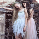 Kids Girls Elegant Feather Tassels Wedding Party Dresses childrensterritory