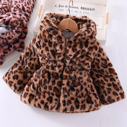 Plush Imitation Fur Hooded Kids Girls Warm Jackets childrensterritory