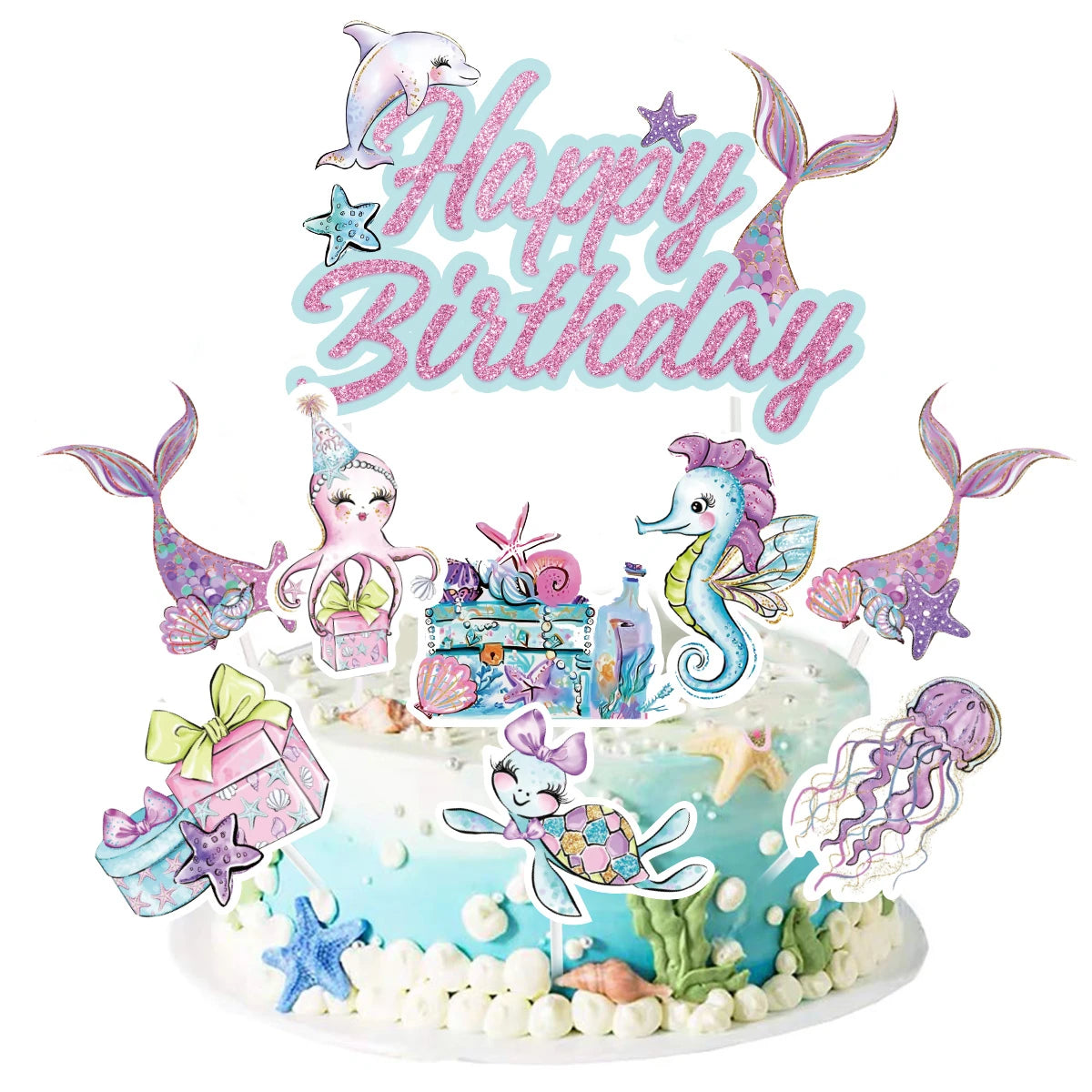 Mermaid-themed Kids Birthday Party Decorations and Tableware Set