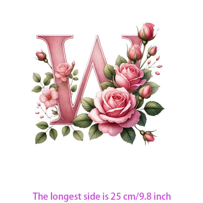 Flower Letter Ironing Transfers Decals For Clothing Diy Appliques