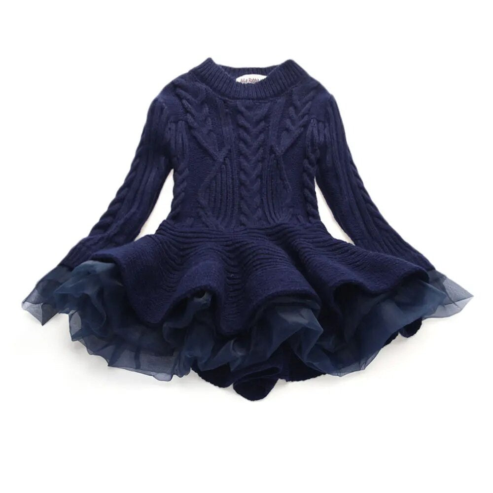 Kids Girls Ruffle Long Sleeve Warm Princess Dresses childrensterritory
