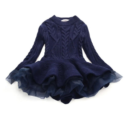 Kids Girls Ruffle Long Sleeve Warm Princess Dresses childrensterritory