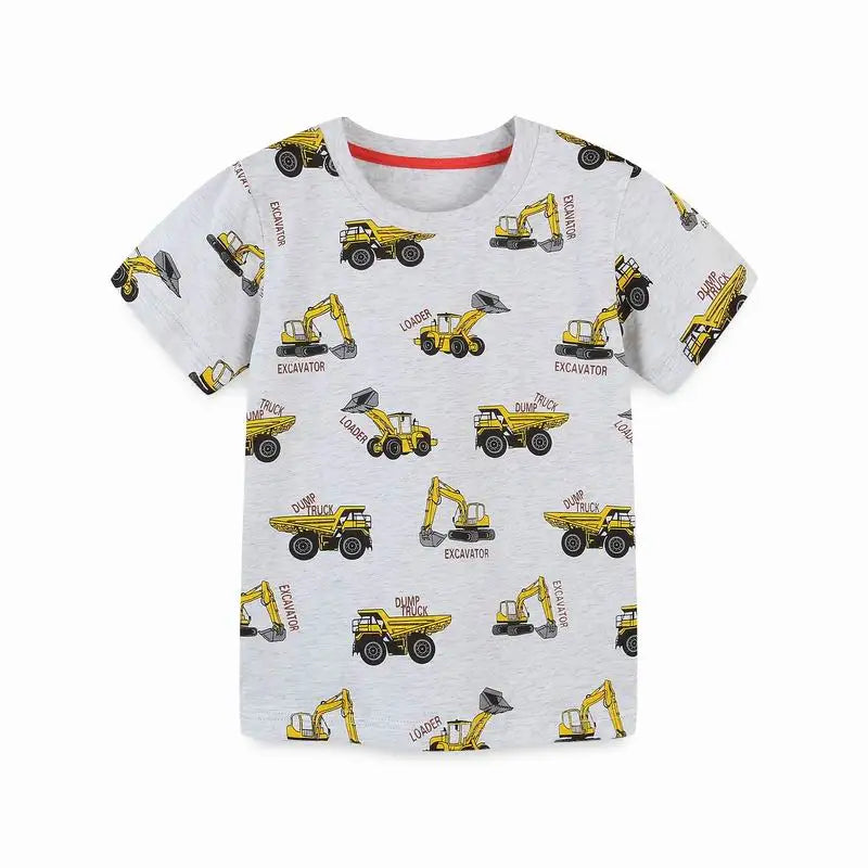 Little Boys Cartoon Excavator Pattern Cotton T-Shirts childrensterritory