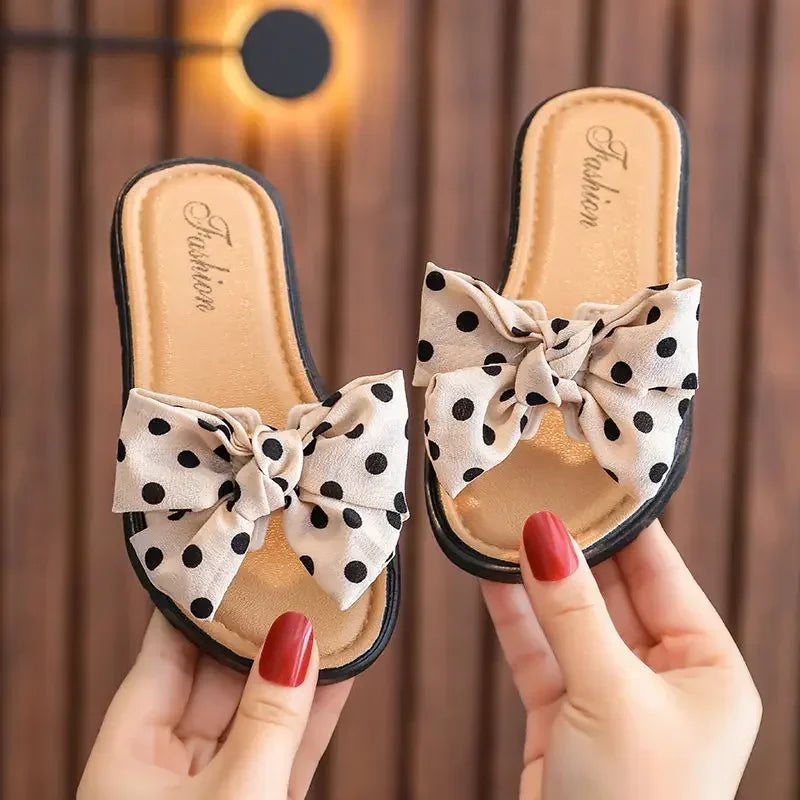 Nonslip Cross Slippers with Bowknot for Kids Girls