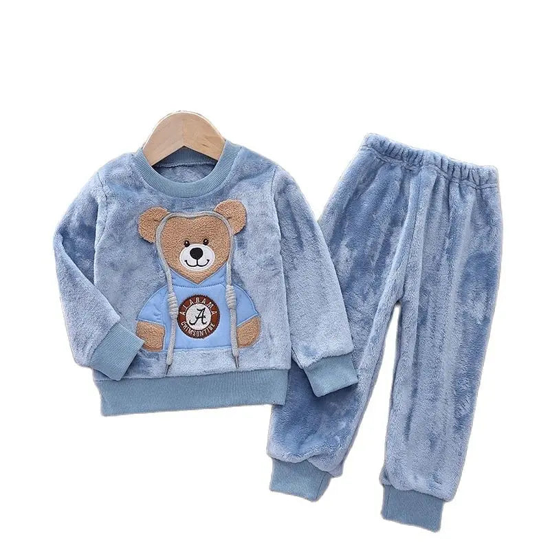 Kids Cartoon Design Warm Casual Clothing Set