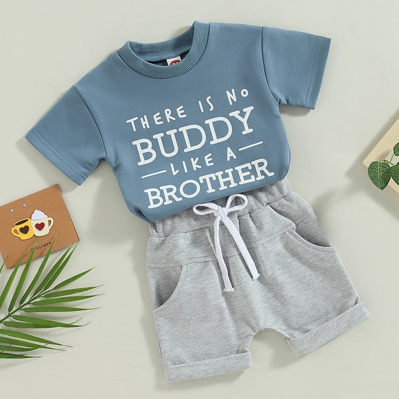 Letters Print Loose Tops Short Pants Baby Boy 2Pcs Outfit childrensterritory