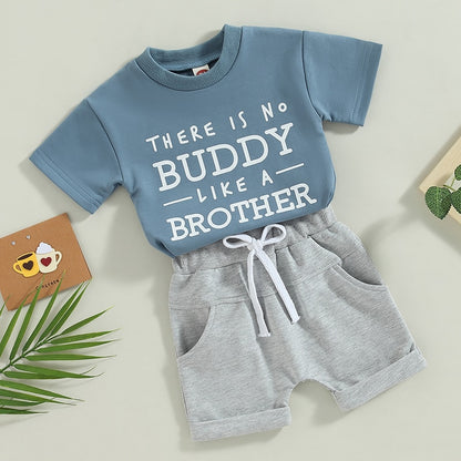 Letters Print Loose Tops Short Pants Baby Boy 2Pcs Outfit childrensterritory