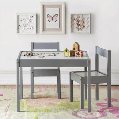 3-Piece Kids Wooden Activity Table &amp; Chair Set childrensterritory