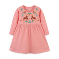 Horse Print Girls Long-Sleeved Casual Dresses childrensterritory