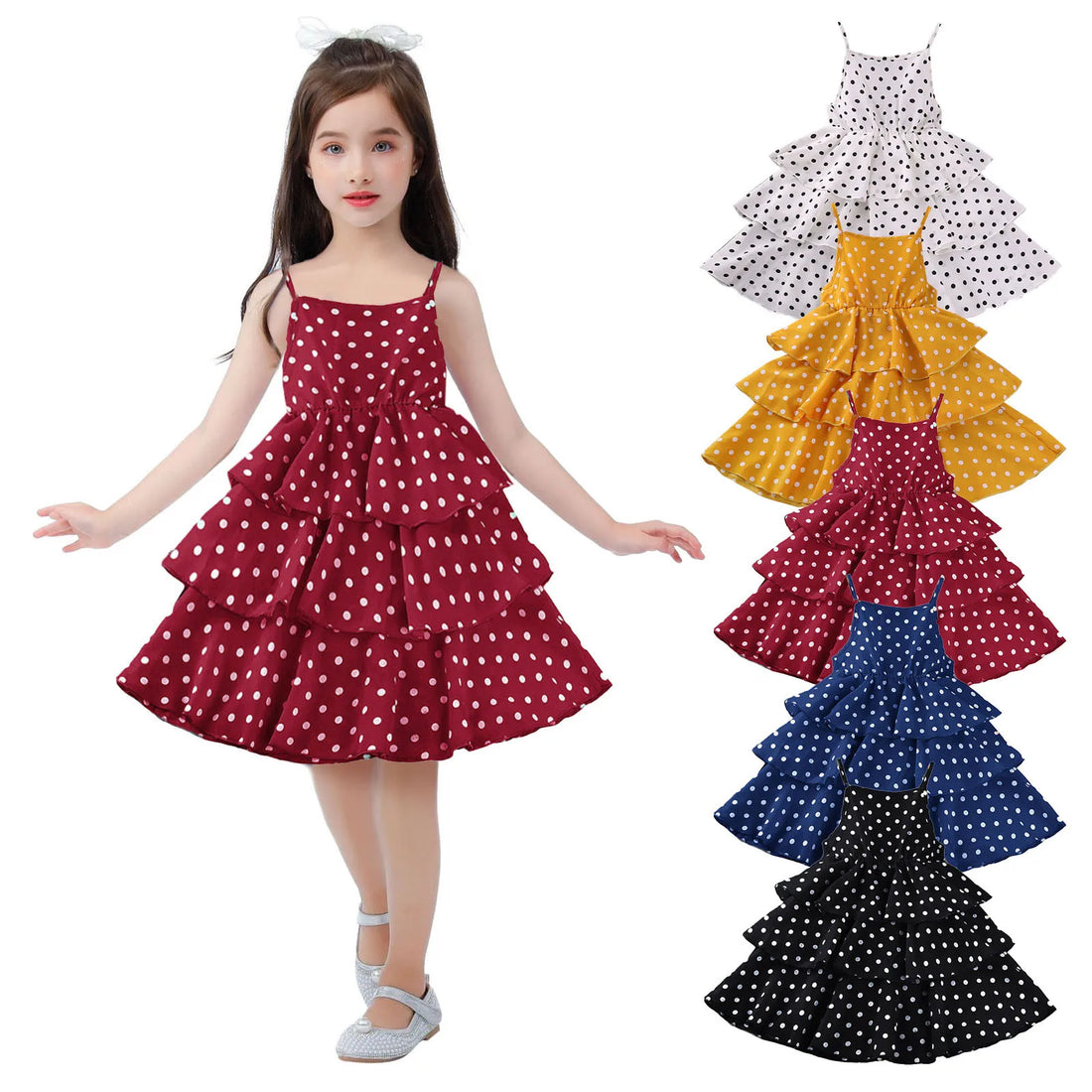 Toddler Girls Hearts Printing Ruffle Summer Dress