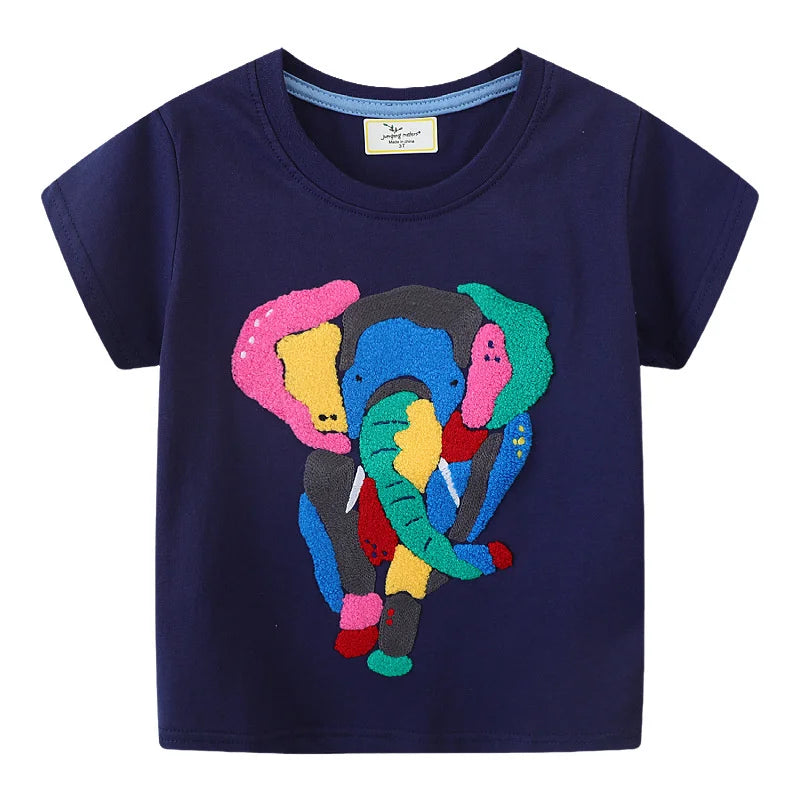 Kids Girls Cartoon Unicorns Design Summer Cotton Tees