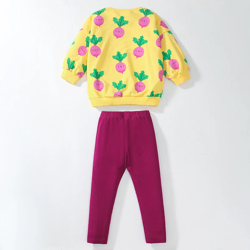 Girls Cartoon Radish Sweatshirt with Legging Clothing Set childrensterritory
