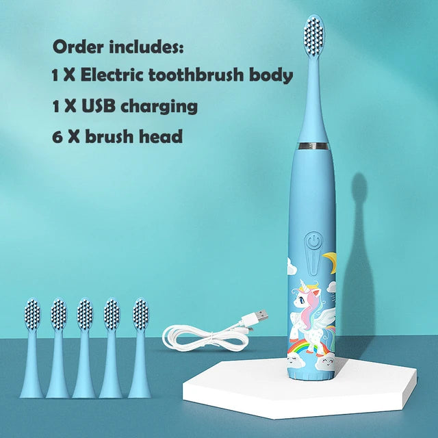 Electric Tooth Brush for Kids with 6 Soft Nozzles childrensterritory