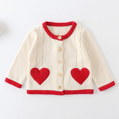 Infant Girls Long Sleeve Embroidery Knitted Cardigan childrensterritory