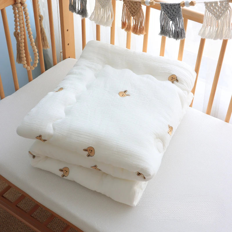 Baby Embroidered Crib Blanket with Filler For Winter