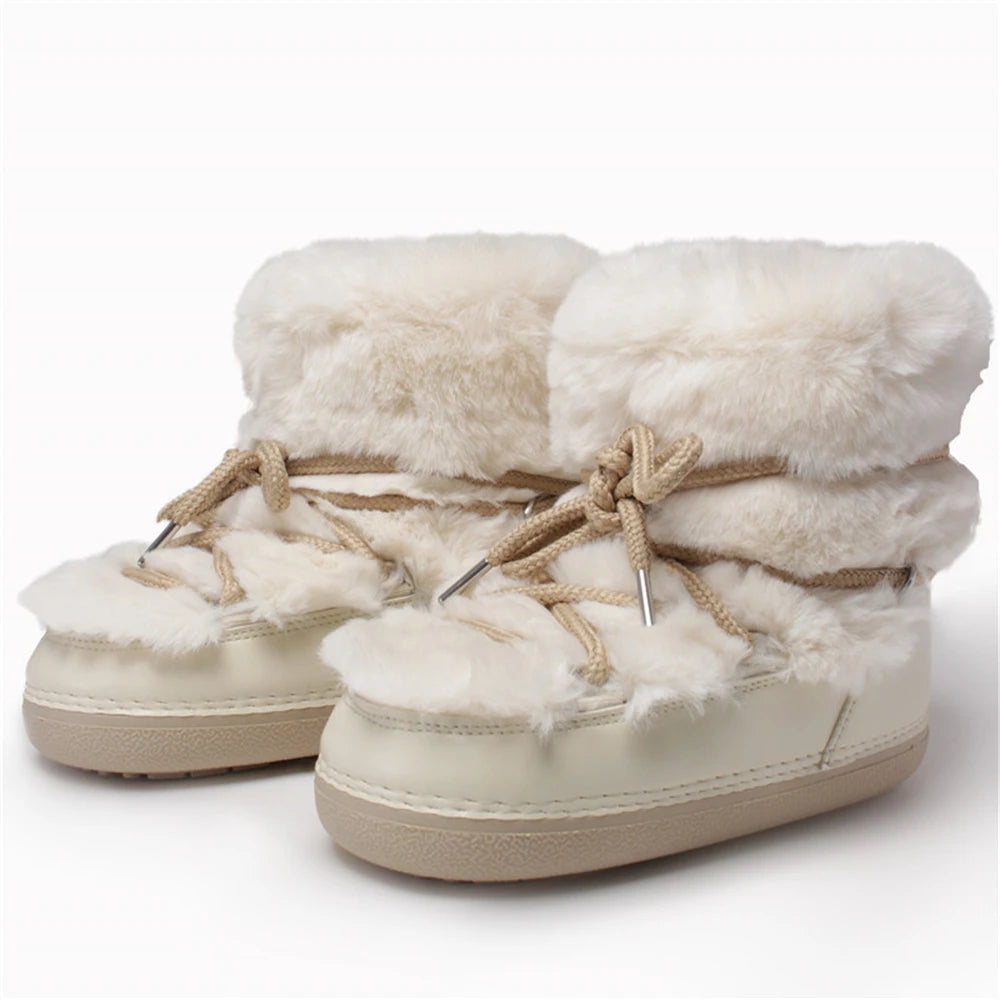 Fluffy Faux Fur Middle Calf Platform Snow Boots for Women childrensterritory