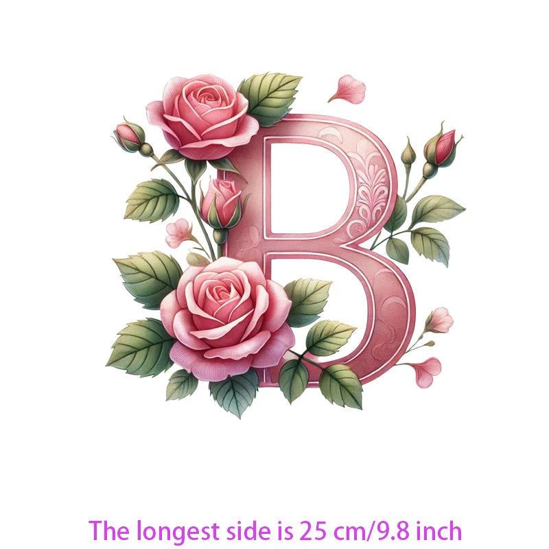 Flower Letter Ironing Transfers Decals For Clothing Diy Appliques