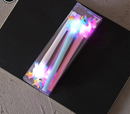 4pcs Unicorn Design Gel Ink Pen with LED Light for Kids childrensterritory