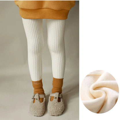 Kids Girls Warm Cotton Ribbed Leggings