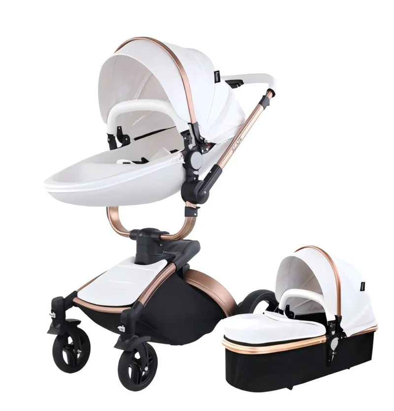 Luxury 3 IN 1 PU Leather 360-Degree Rotating Baby Stroller childrensterritory